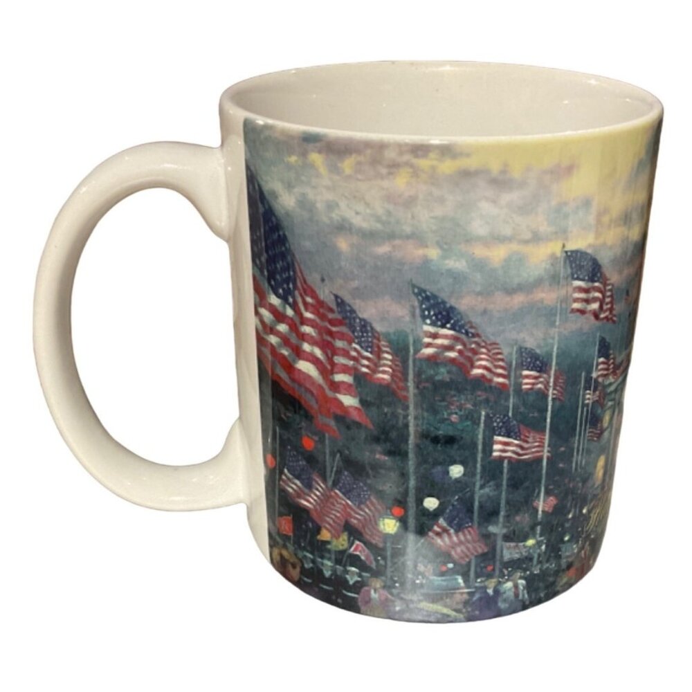 Thomas Kinkade Ceramic Coffee Mug Flags Over The Capitol 2011 Patriotic Art